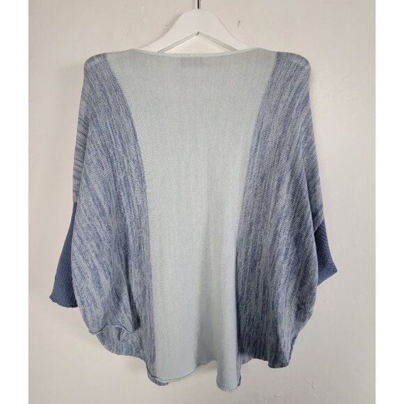 Wooden Ships Womens Light Blue Colorblock Boat Neck Knit Poncho Sweater M/L - Picture 2 of 9